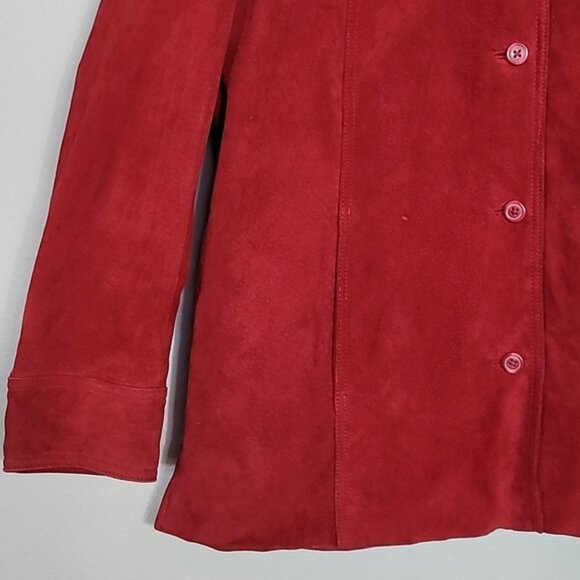 Vintage Jaclyn Smith Suede Leather Coat Jacket Women’s Size XL Red Button Up Y2K - Picture 13 of 15